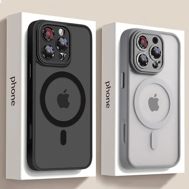Luksusowe Matowe Etui Ochronne z Obsługą Ładowania Bezprzewodowego Magsafe do iPhone 11 12 13 14 15 16 17 Air Pro Max Plus, Odporne na Wstrząsy