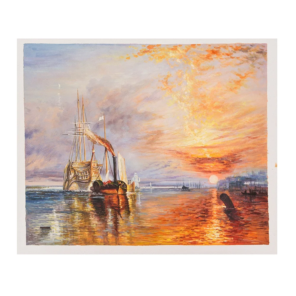 Famous Colorful Decor Art Custom Seascape Boat Scenery Handmade Sunset Oil Paintings on Canvas