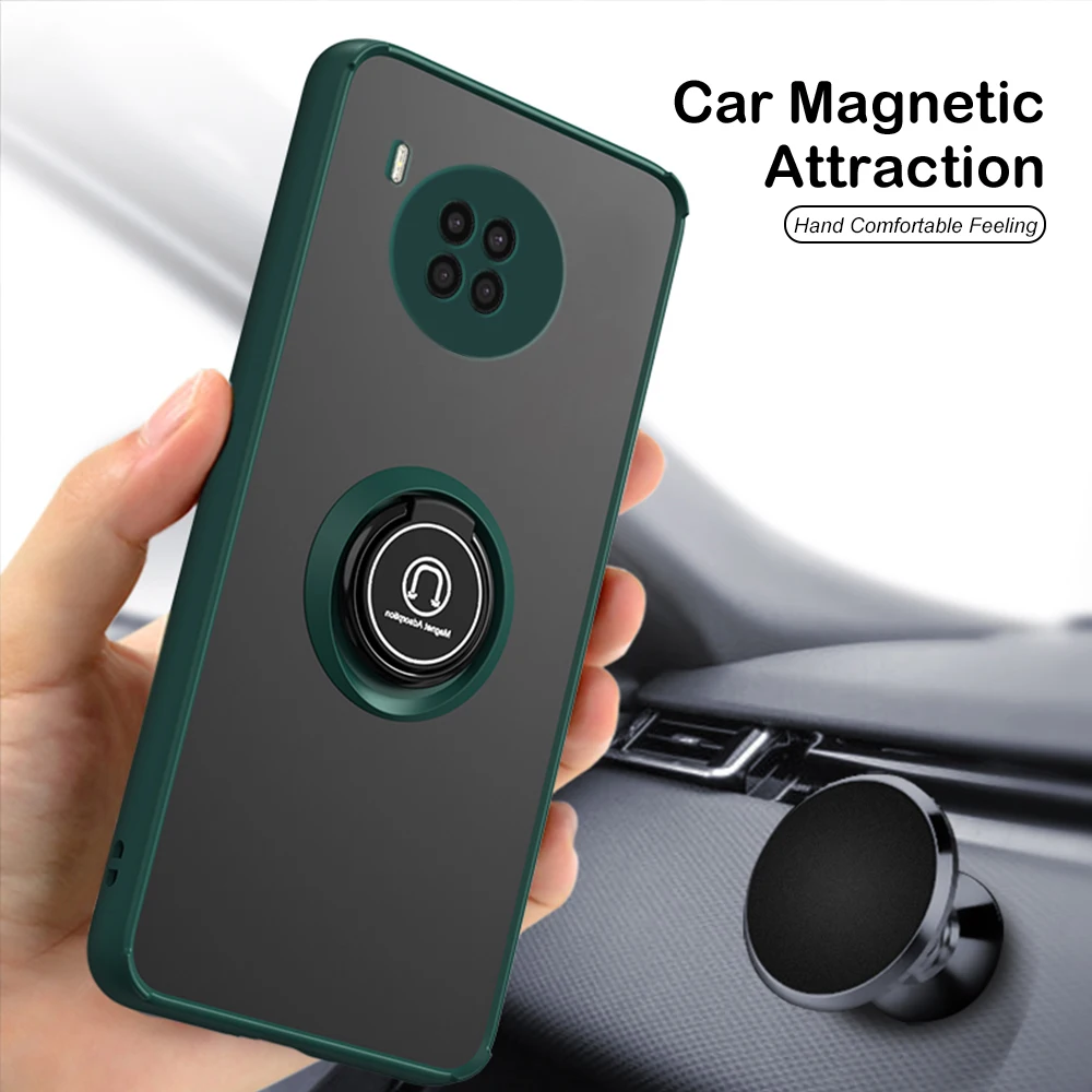 honor50lite case matte hard pc car magnetic ring holder cover for honor 50 lite honor50 50lite soft tpu camera protect coques