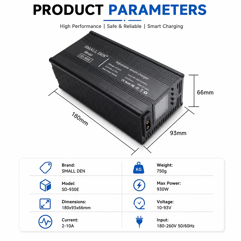 54.6V 67.2V 84V 5A 8A 10A 12A 15A 20A Smart Lithium Battery Fast Charger for 13S 16S 20S Lipo Li-ion Electric Bike Power Tool