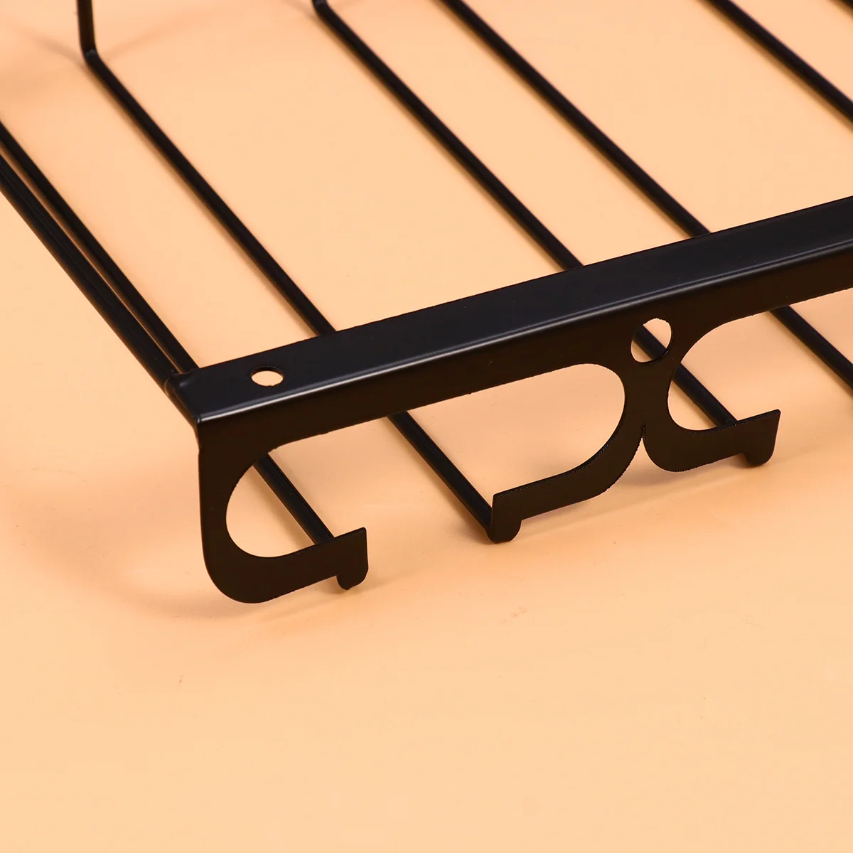 

Black Five Rows Wine Glass Holder Iron Craft Rack Upside Down Goblet Hanging Shelf Wine Cup Organizer Display Shelf for Home Bar