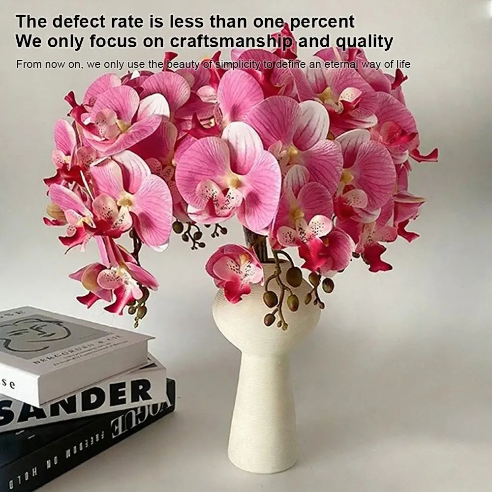 

Butterfly Orchid Artificial Phalaenopsis Flower Single Branch PVC Faux Orchid Stems Real Touch Long-lasting Floral Decor