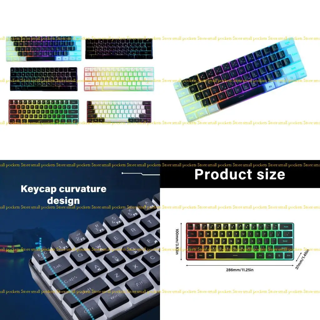 

R1WD 61 Keys USB Corded Keyboard Gaming Keyboard Mechanical Sensation Membrane Keyboard For Gaming PC Laptop Computer