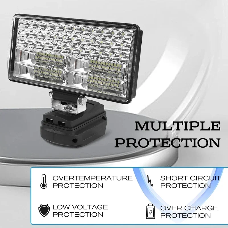 Foco de luz LED de trabajo inalámbrico para Makita 18V BL1430 BL1830 batería de iones de litio reflector para exteriores luz de emergencia con/sin USB