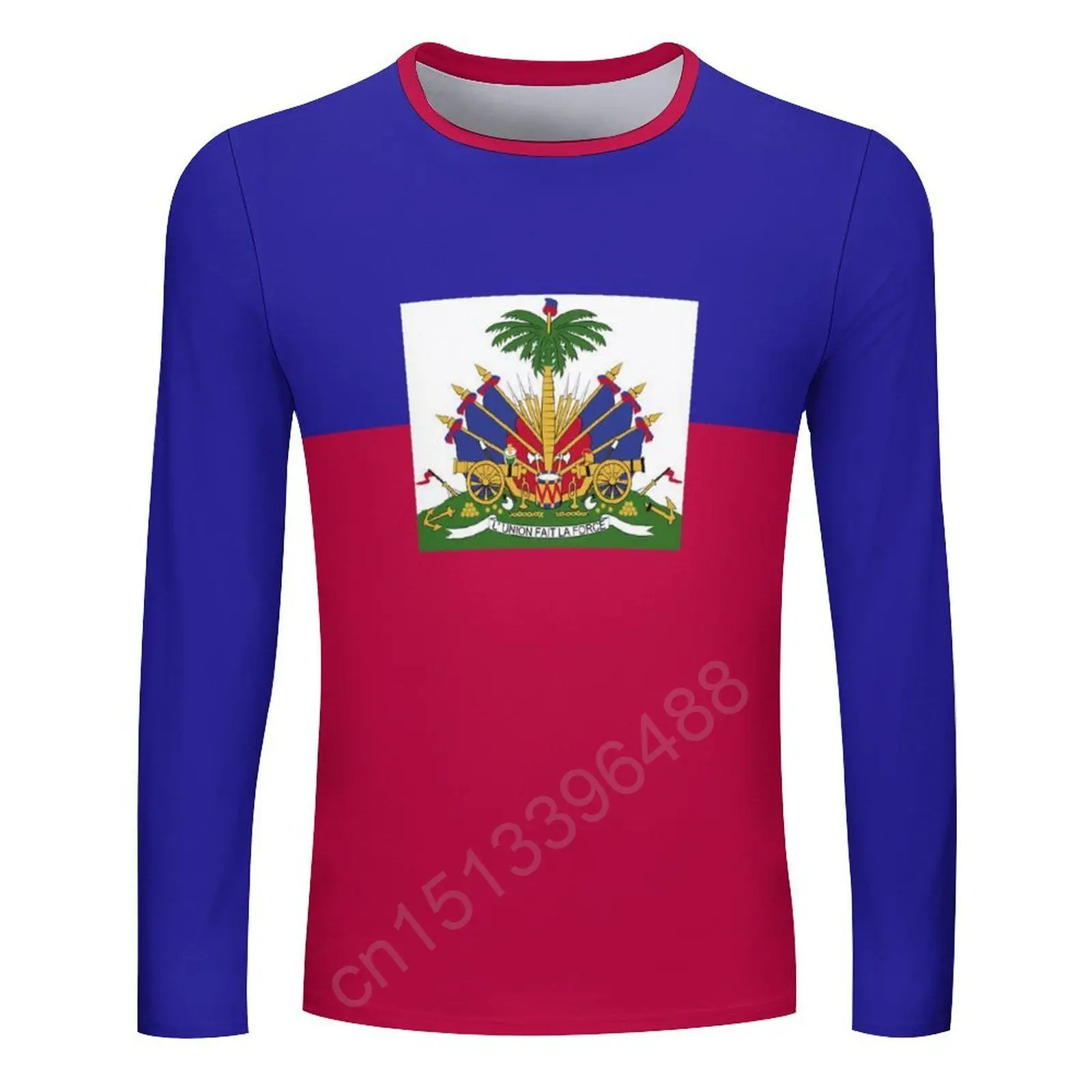 Haiti Flag 3D Men's Women Round Neck T-shirt Casual Long Sleeve T Shirt Fashion Pullover Trend Men Clothing