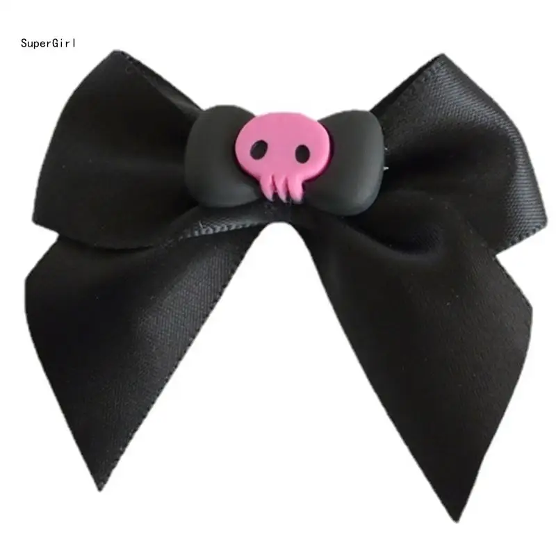 

Black Bows Hair Clip Hairpin Bows Barrettes Big Bows Hairpin JK Hair Clip Jk Hair Accessories Gothic Skull Decor