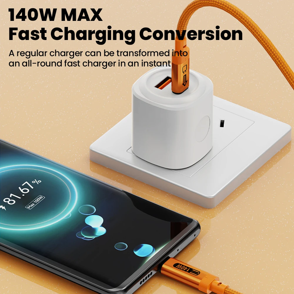 Elough 140W Dual Type C كابل بيانات الهاتف المحمول ذو البروتوكول الكامل شحن سريع للغاية لهاتف iphone Samsung Huawei Oppo Xiaomi كابل شحن