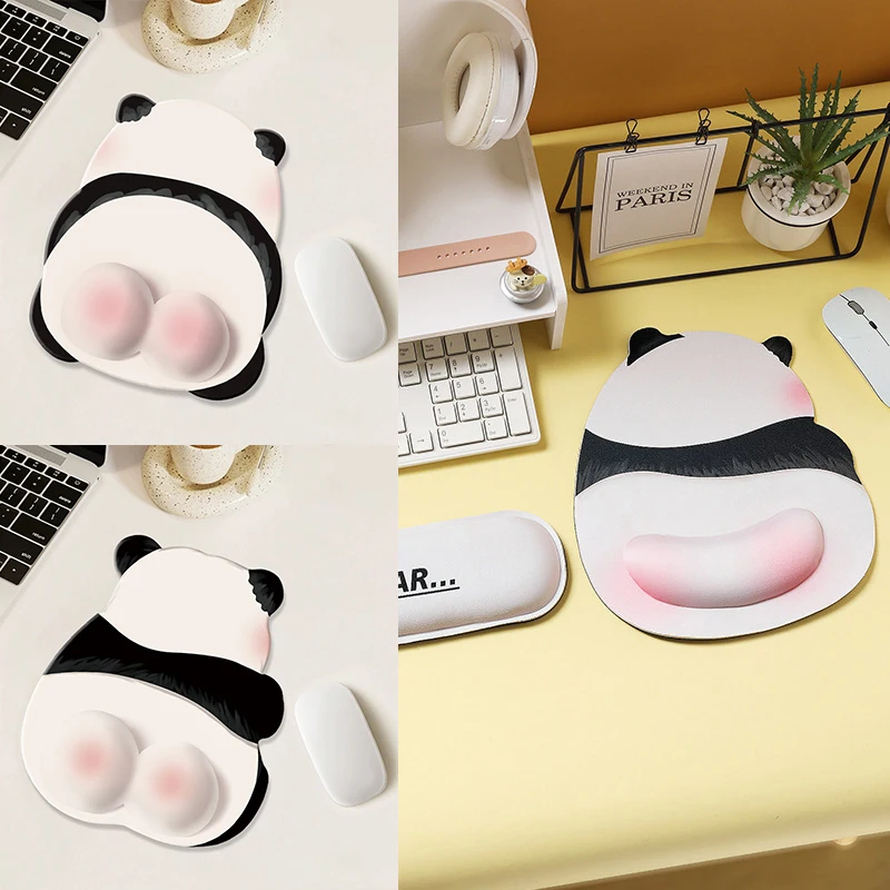 Kawaii Panda Mouse Pad Soft Silicone Wrist Rest Mouse Pad Cute New Non Slip Computer Office Mouse Pads For Girls Wrist Support