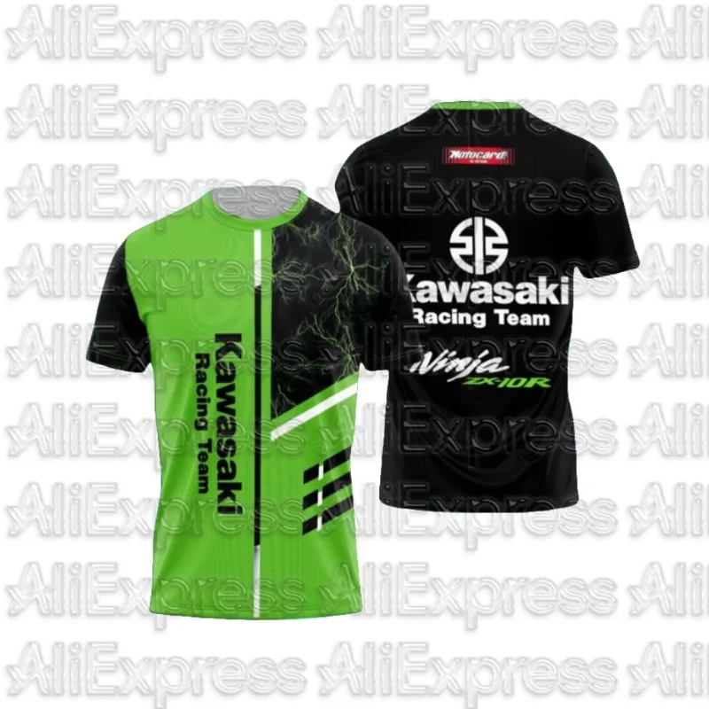 

MOTO Kawasaki Racing Team 3D T-shirt Off-road Racing Suit Outdoor Equipe Unisex Summer Rider Motorcycle T Fashion Cool Gift
