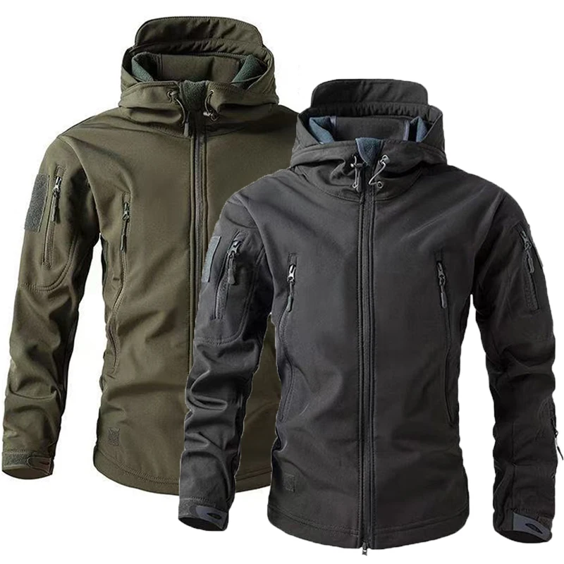 Męskie zimowe jesienne ciepłe Softshell polarowe kurtki Cargo Camping piesze wycieczki wspinaczka polowanie wędkarstwo Outdoor wiatroszczelne M-5XL
