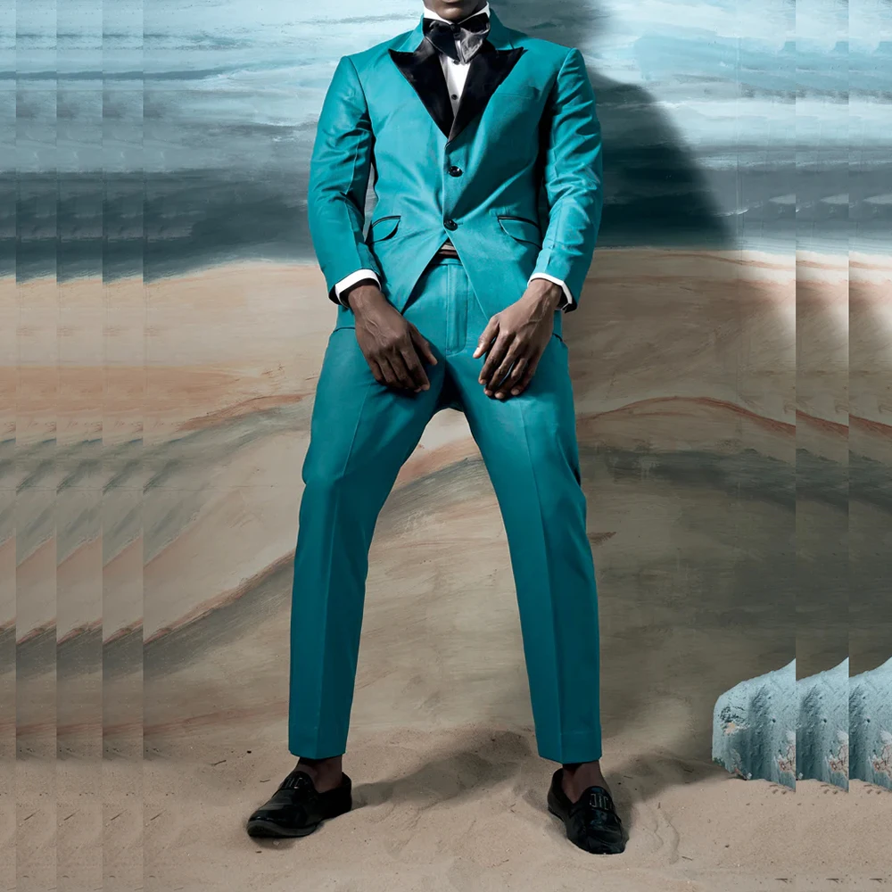 

New Fashion Patchwork Men's Suits Peak Lapel Single Breasted Male Blazer with Pants Sets Classic Wedding Banquet 2 Pieces Set