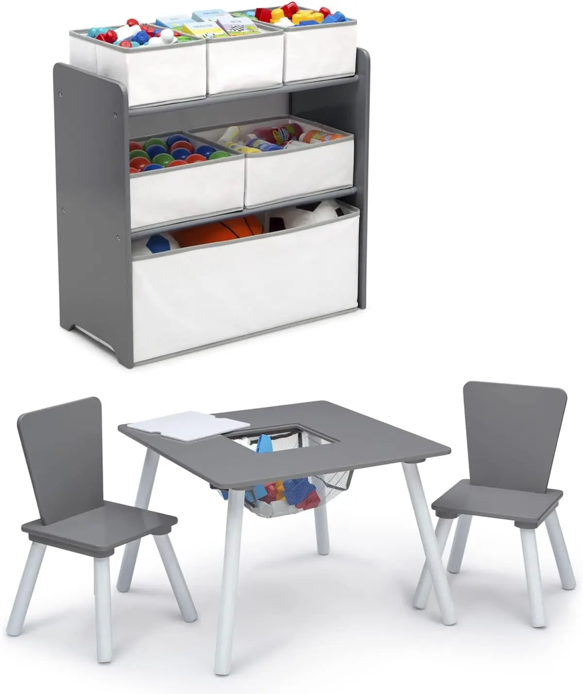 

4-Piece Toddler Playroom Set, Grey/White