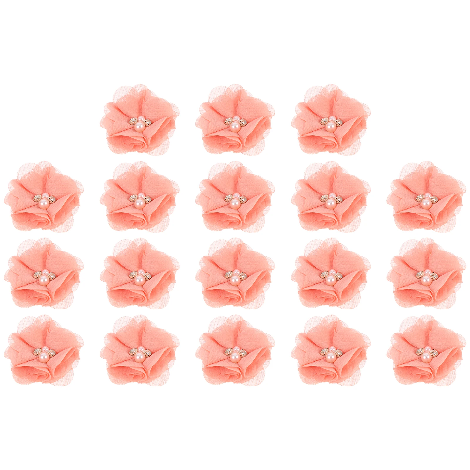 

30 Pcs Pearl Chiffon Flowers Sewing Fabric Pink Multi Function Craft Replaceable DIY Clothing Decor Accessories