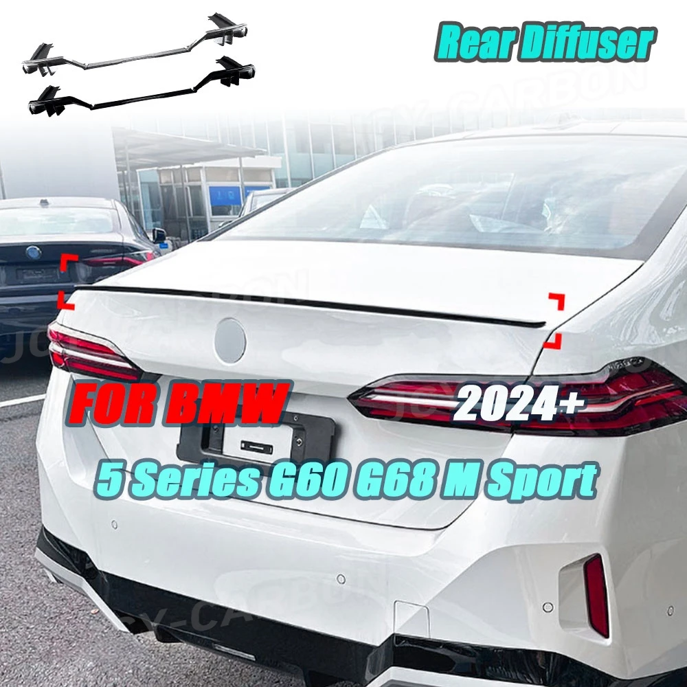 JCYECF For BMW 5 Serise G60 G68 M Sport 2024+ Rear Bumper Lip Diffuser Spoiler Car Styling ABS Carbon Look Gloss Black Diffuser