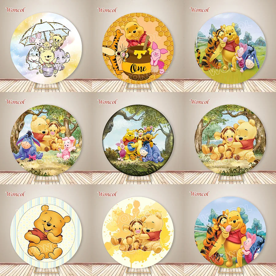 Pooh Birthday Circle Cover Pooh Tigger Piglet Eeyore Pooh Birthday Backdrop Custom Winnie The Pooh Round Cover Pooh Party Prop