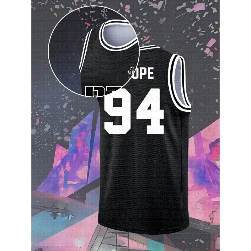 Men Jersey Black Mesh Kid Sleeveless Basketball Style Tank Fan Merch Casual Sport Streetwear Outfit