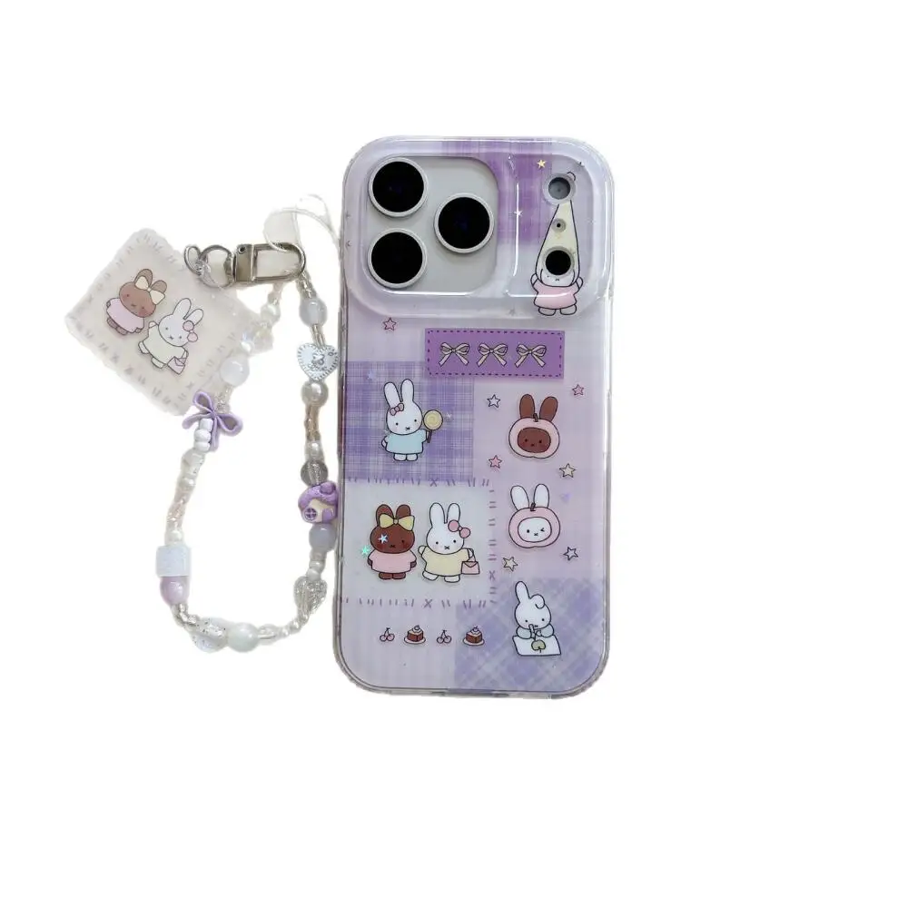 

Miffy Bunny Beaded Strap Phone Case Cartoon Rabbit Phone Case Cute Animal Fashion Phone Case Kawaii Beaded Charm Trendy Case