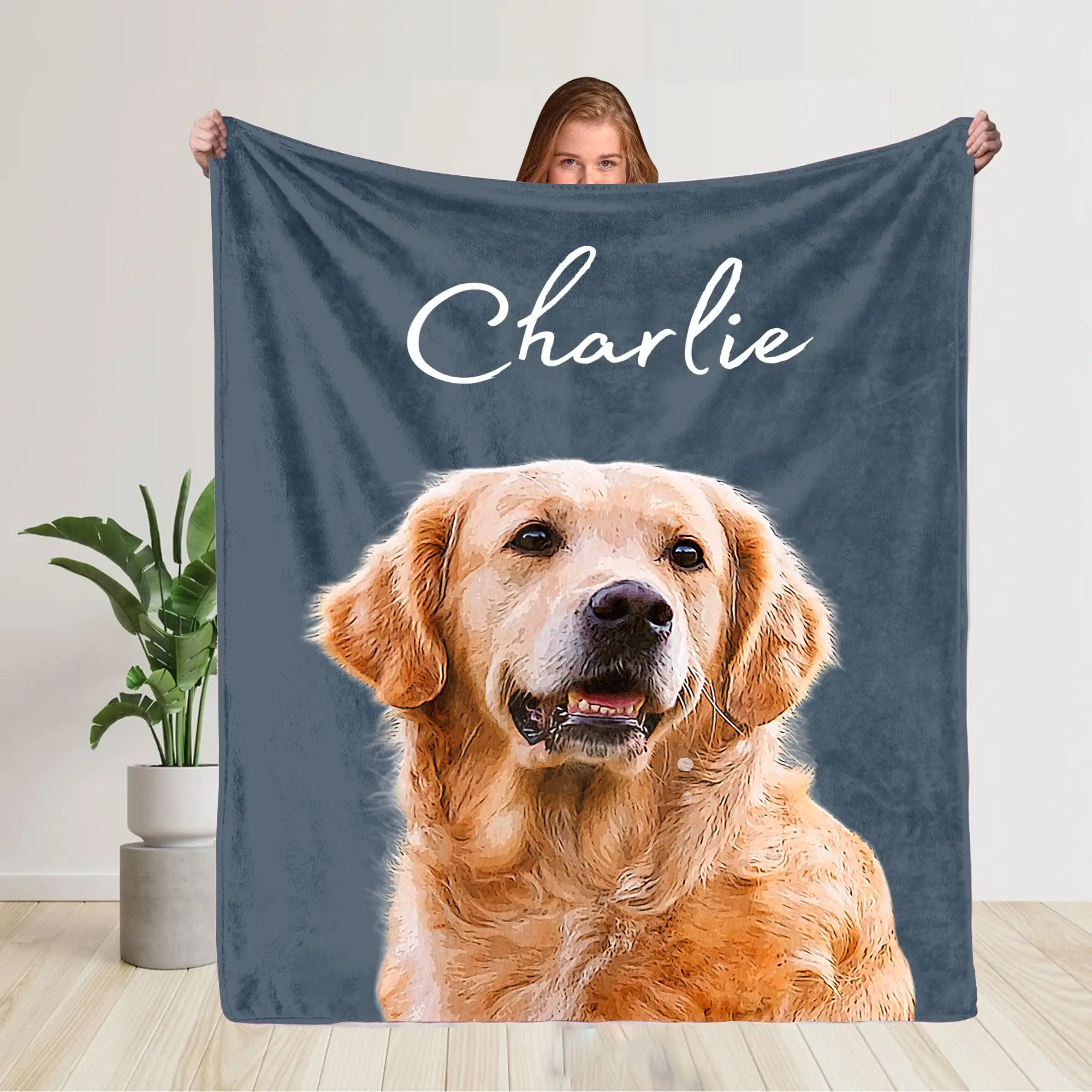 Pet Personalized Custom Flannel Blanket Customizable Images Blanket Soft Cozy for family beds sofas offices camping Perfect Gift