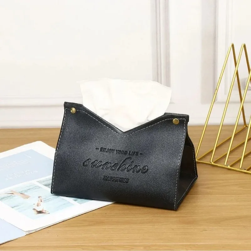 Living Room Dining Room Tissue Box Environmentally Friendly Leather Multi-purpose Solid Color Creative Napkin Storage Box