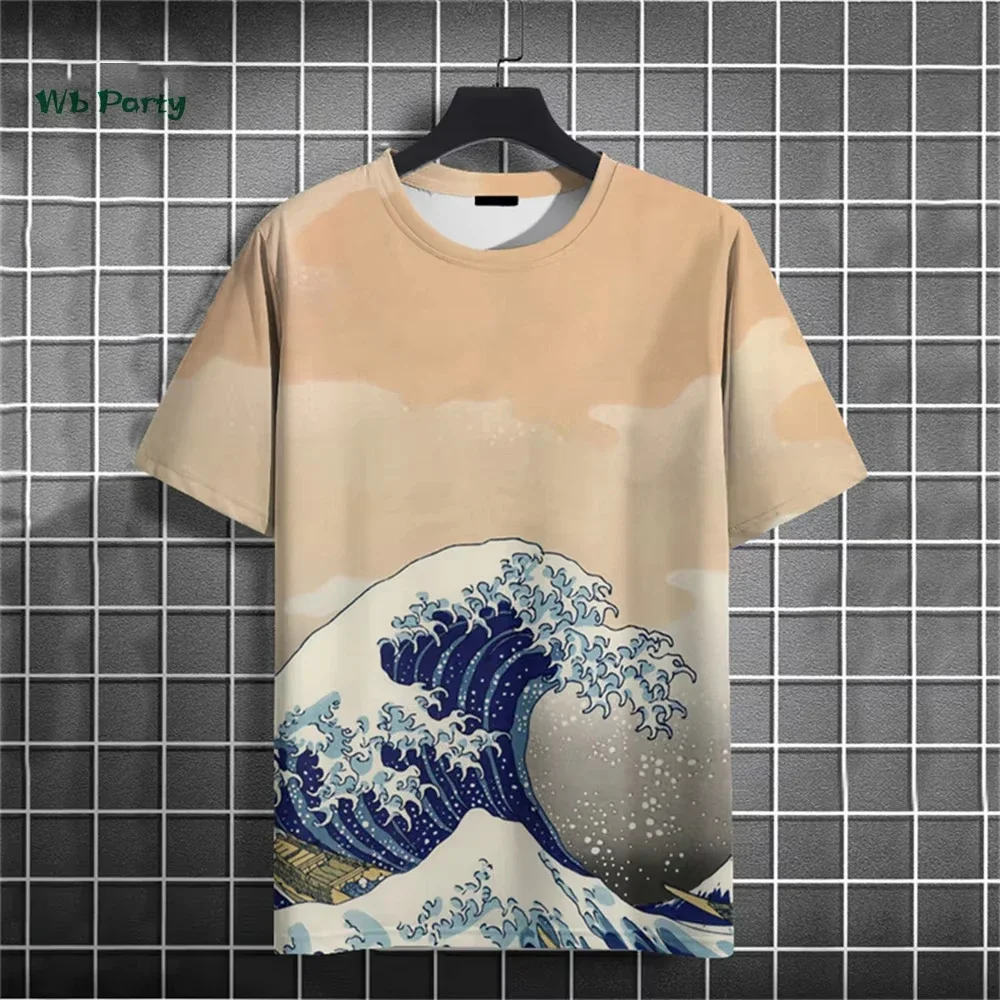Funny 3D Fish Pattern Men's T Shirt Japan Ukiyo-e Style Short Sleeve Summer Casual O-neck Loose Tops Fashion Animal Print Tees
