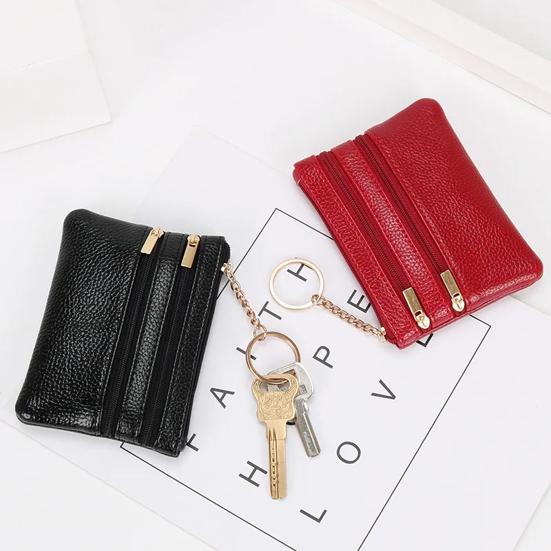 Coin Purse Women's Short Authentic Leather Tactile Feel Small Wallet Multi-Functional Driver's License Card Holder Sof