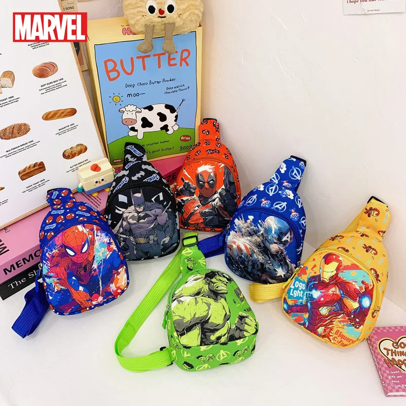 Disney Marvel Spiderman Chest Bag Captain America Iron Man Children's Shoulder Bag Cartoon Crossbody Bag Coin Purse Gifts Toys