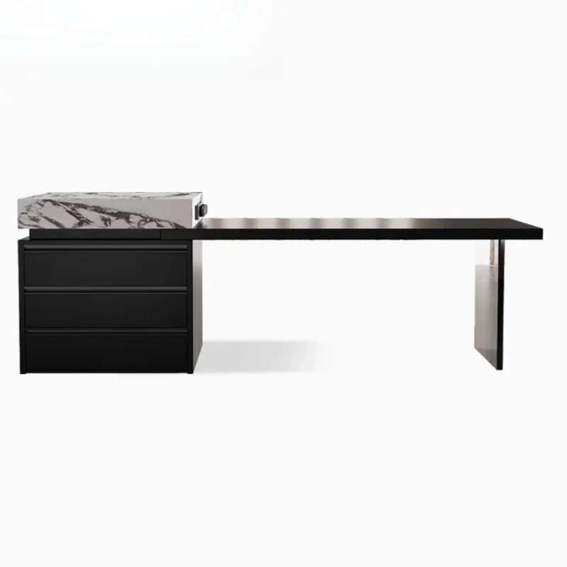 

Minimalist island dining table integrated retractable rock slab guide table plus dining table advanced sense