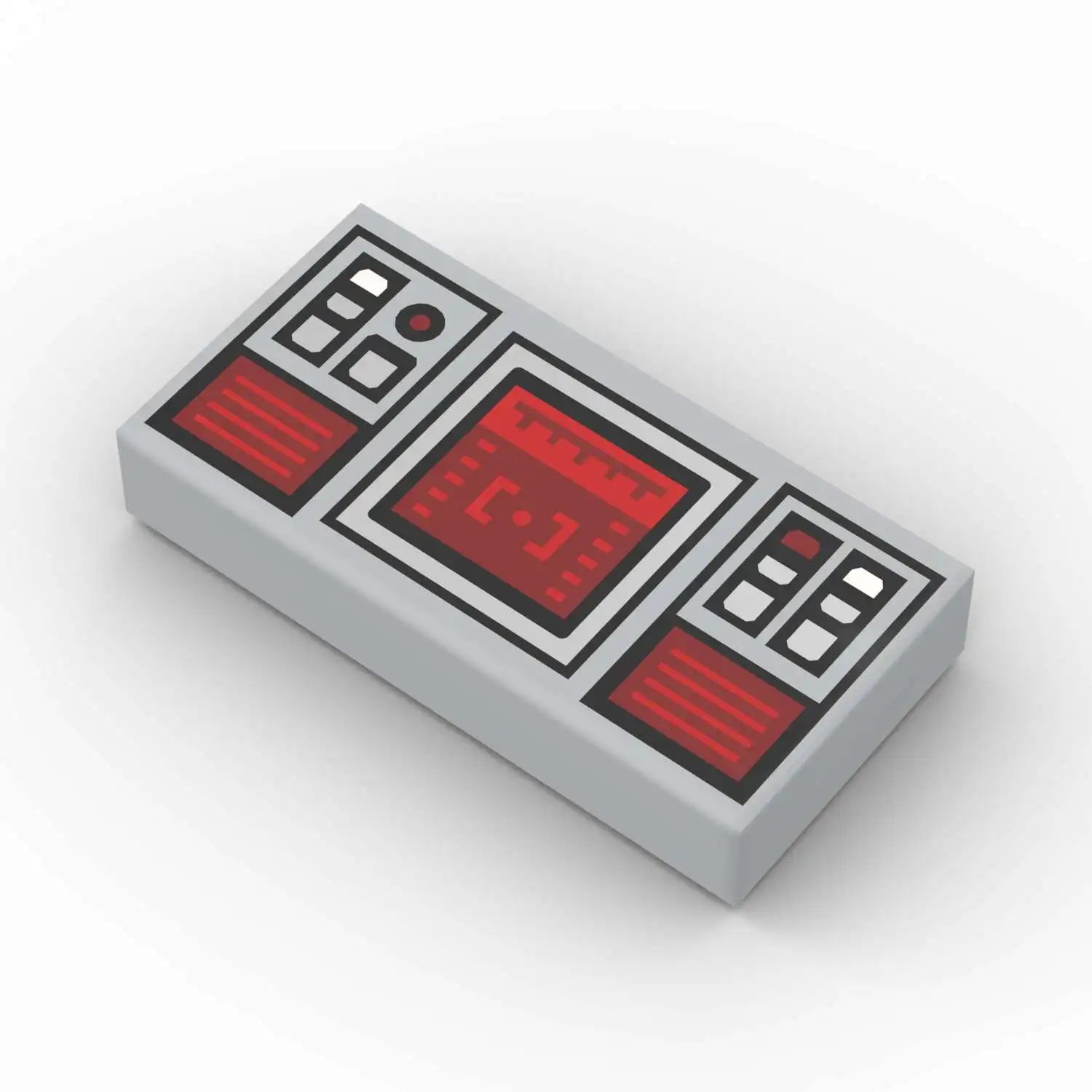 3069pb0777 p68 printed building block deep red target screen pattern machine model accessory small particle toy