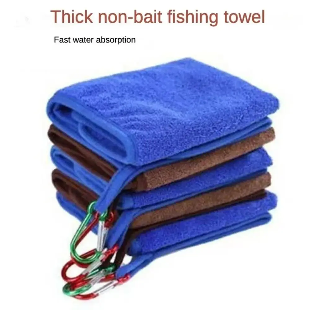 3pcs Thickened Fishing Towel Absorbent Non-stick Catching Fish Towel Hand-wiping Quick-drying Towel with Carabiner Catching Fish