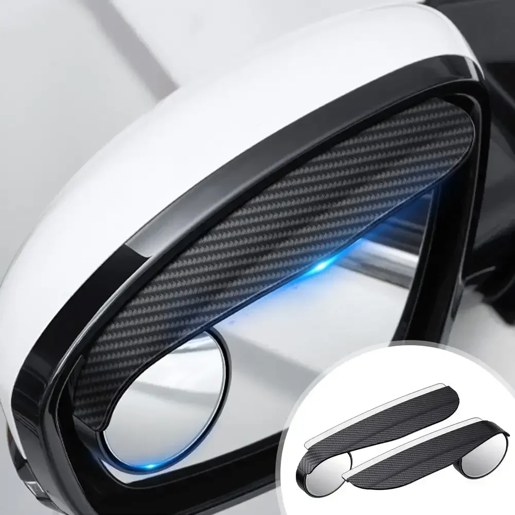 Car Rearview Blind Spot Mirror Rain Eyebrow Visor Carbon Fiber Car Rearview Side Snow Visor Rain Cover Car Mirror Accessories