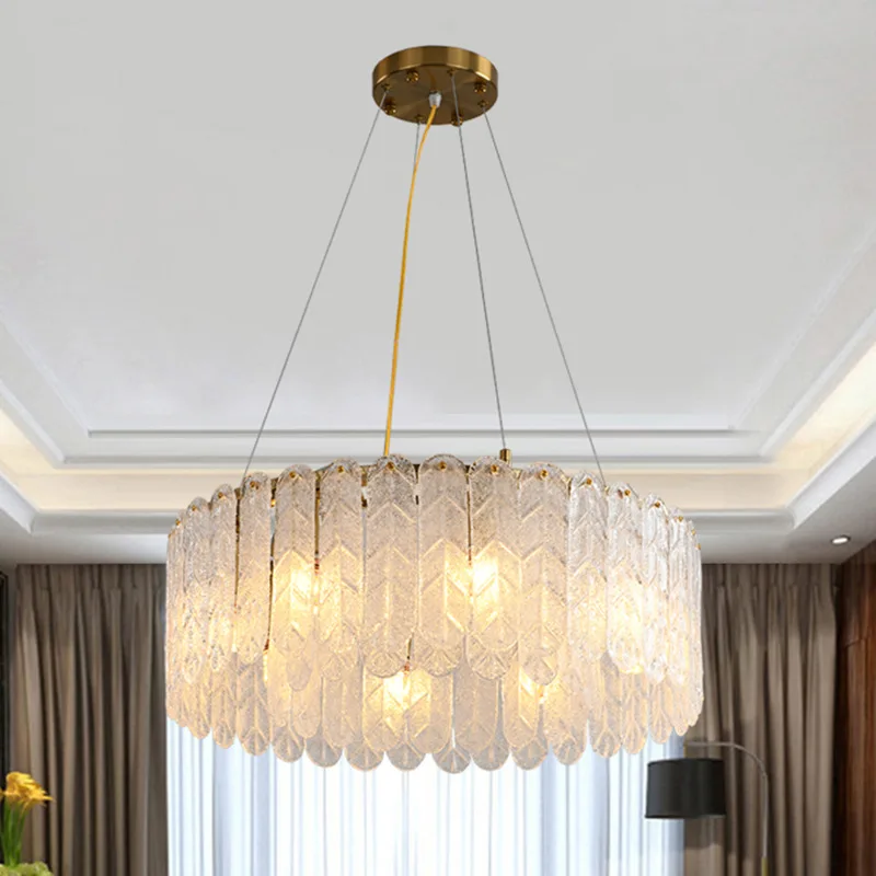 Modern Nordic Glass LED E14 Pendant Light Atmosphere Crystal Chandelier Home Decor Living Room Lighting Fixture