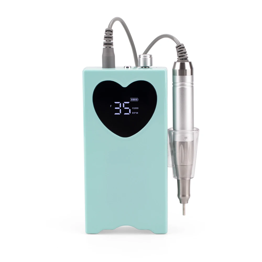 Heart Shape Nail Drill Professional Manicure Machine 35000RPM Portable Wireless Rechargeable Desktop E File