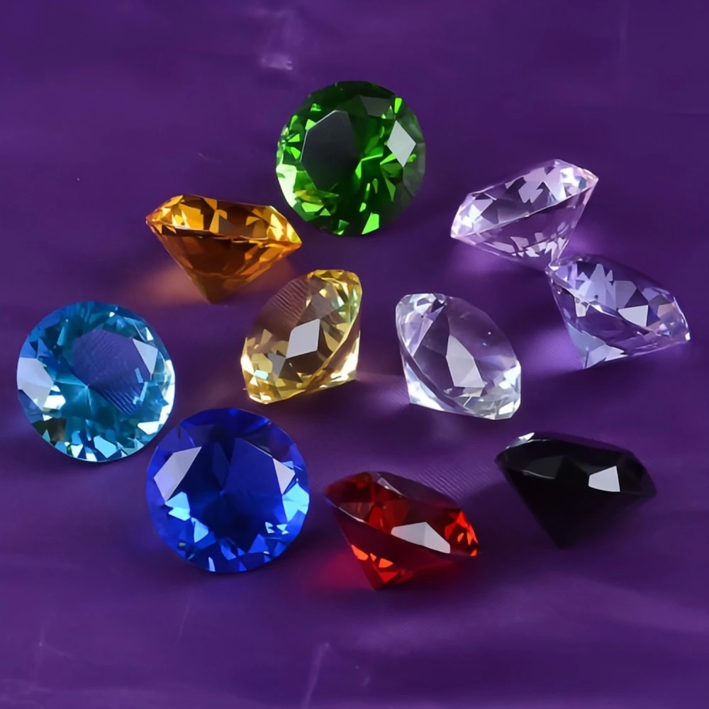 10-Farben-Kristall-Briefbeschwerer in Diamantform, dekorativ geschliffenes Glas, riesiger Edelstein, Hochzeit, Heimdekoration, Weihnachtsgeschenk – Detail 5