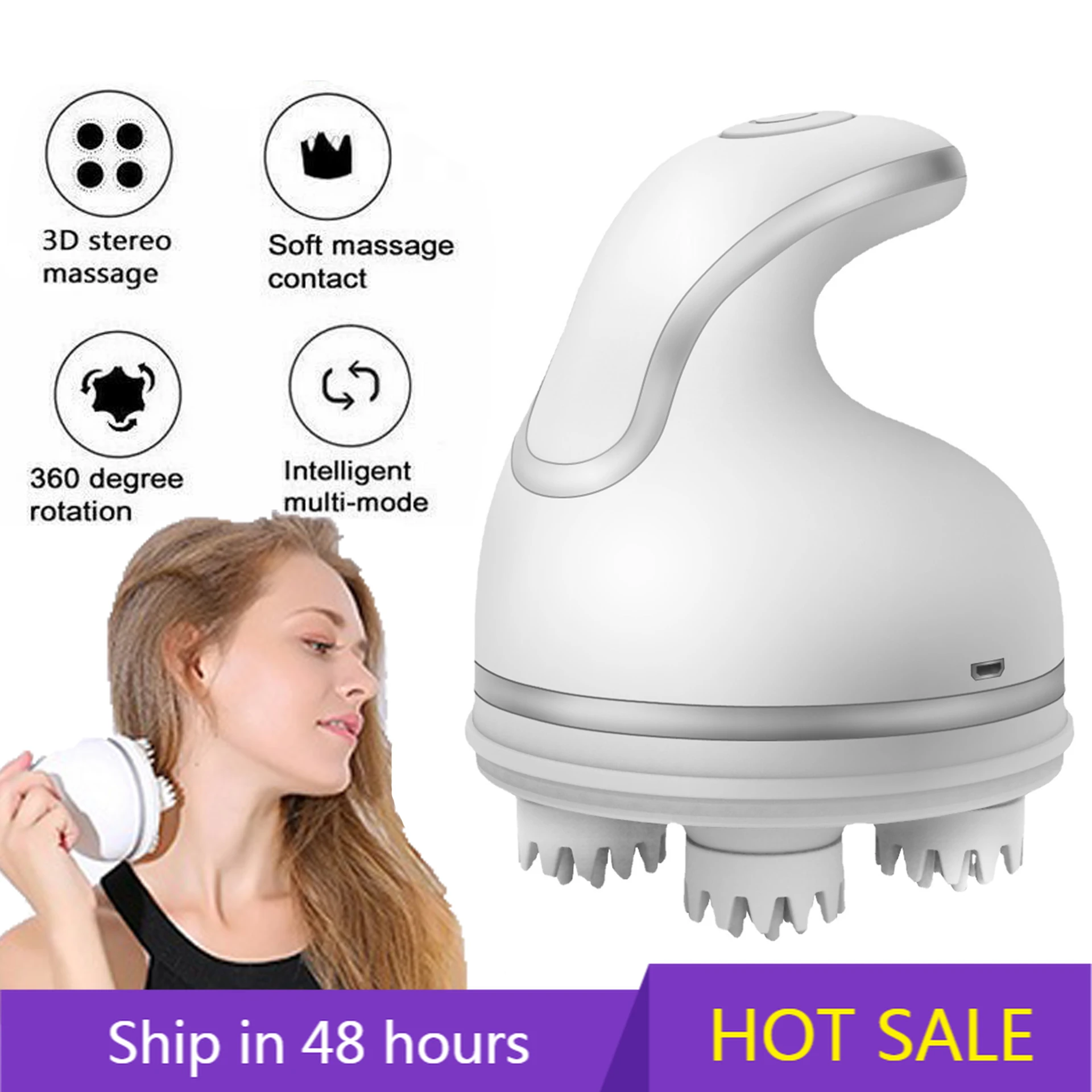 

YTYIN Portable Rechargeable Massage Mini Silicone Octopus Claw Electric Vibrating Hair Comb Scalp Massager For Hair Growth