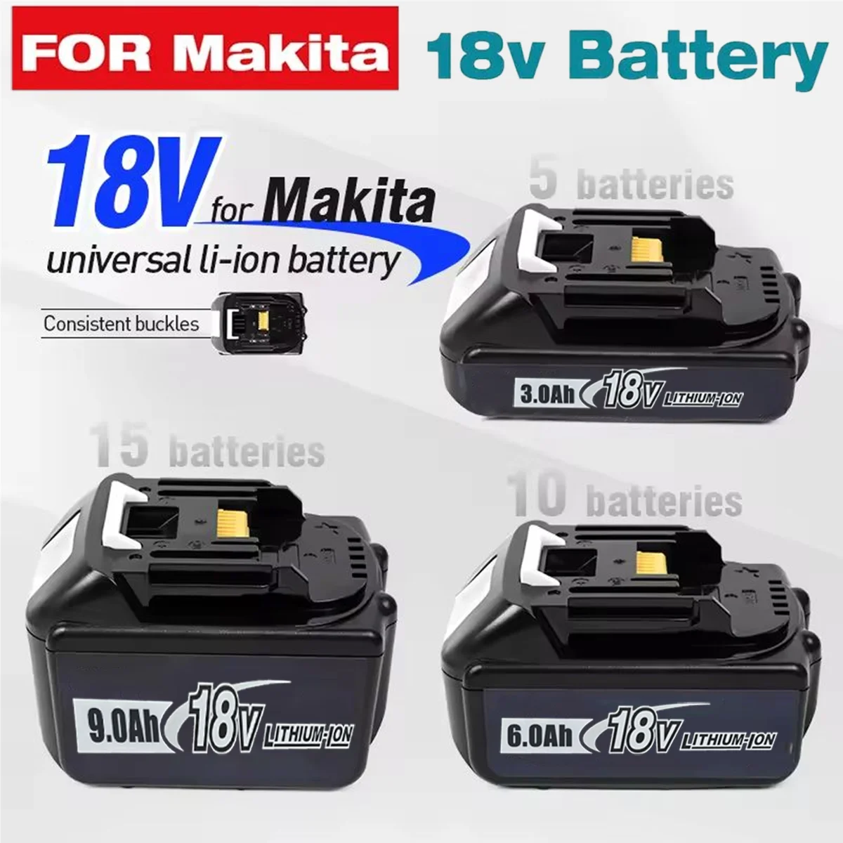 

NEW 18V Rechargeable Battery 3Ah/6Ah/9Ah/12Ah Lithium Ion Replacement Power Tools Batteries For Makita BL1815 BL1830 BL1845