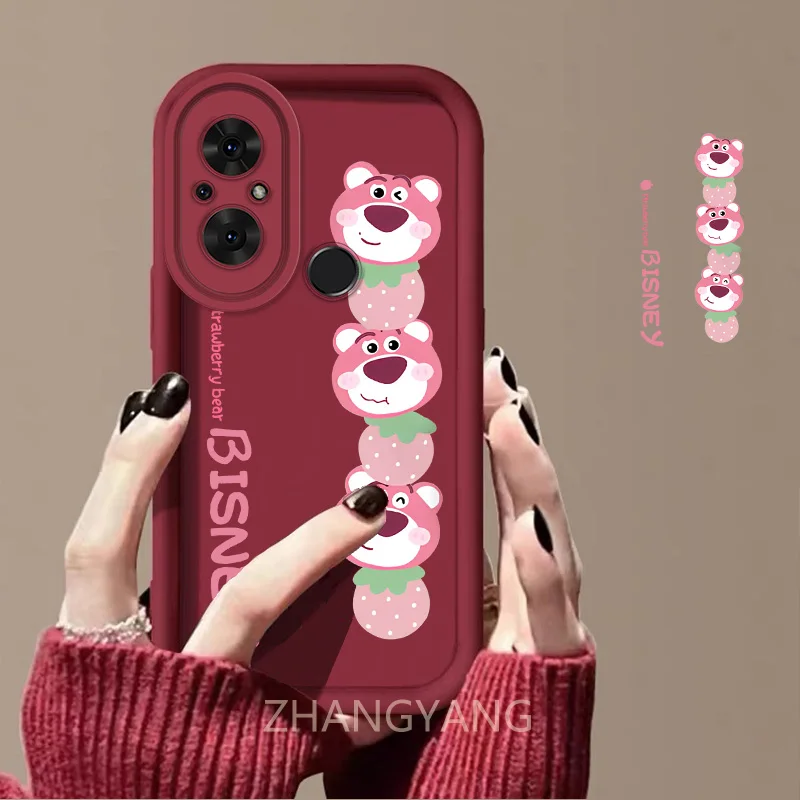 Case For Redmi 12c Cute cartoon bear phone case with silicone TPU soft case anti drop and shockproof phone camera fully covered