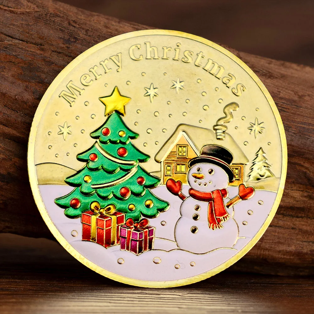 Merry Christmas Happy Holidays Collection Coin Xmas Decoration Festival Souvenir Lucky Coin