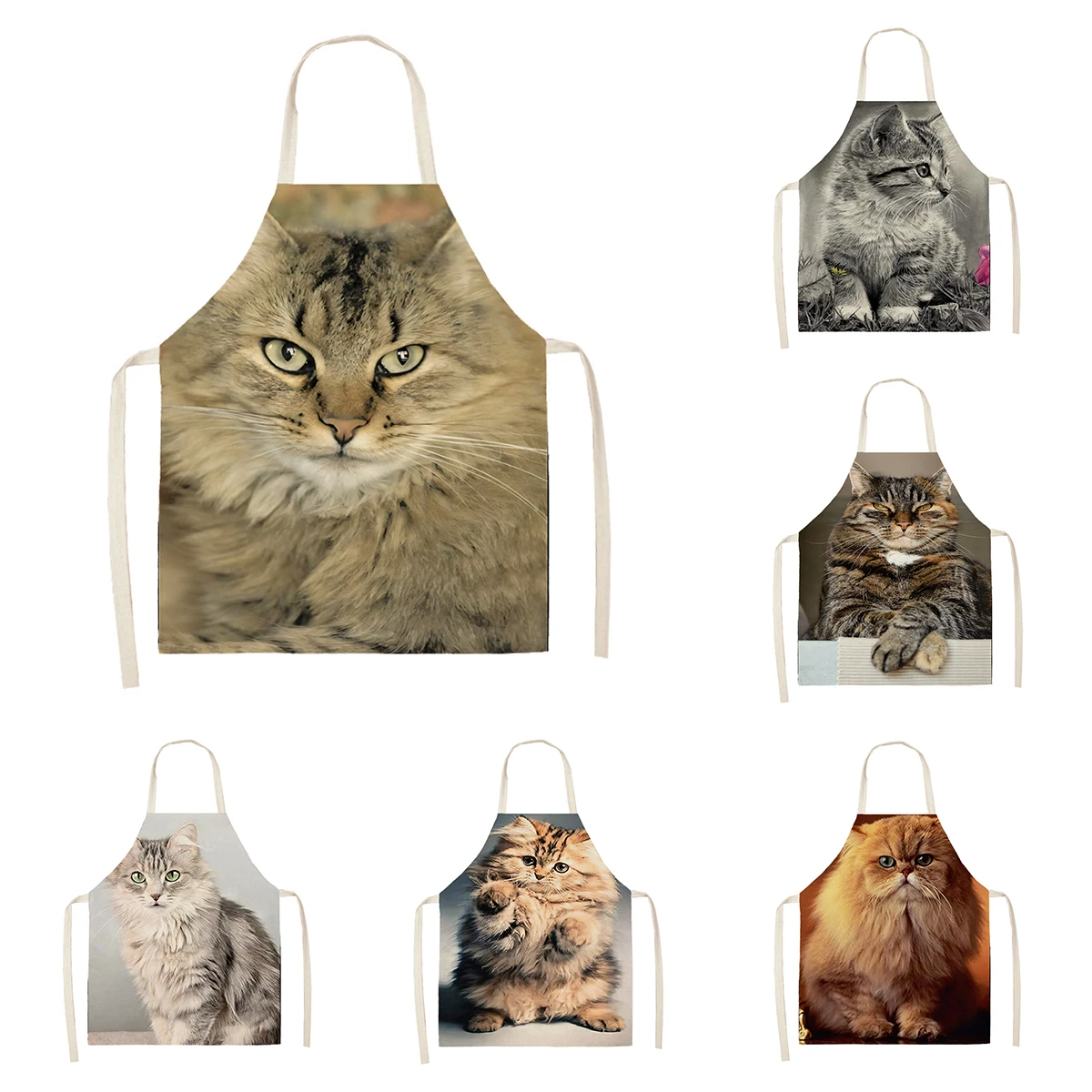 Women\'s kitchen apron Natural and Animal Styles Restaurant chef barber barman waterproof apron for menand child painting apron