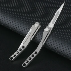 Titanium Alloy EDC Folding Scalpel Medical Folding Knife EDC Outdoor Unpacking Pocket Knife with 10pcs Replaceable Blades