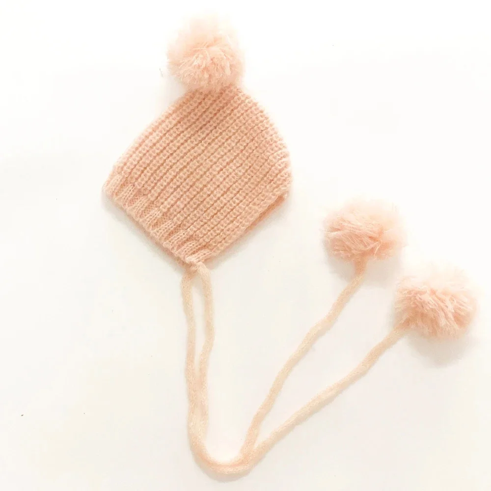 

Baby Cute Pompoms Knitted Hats Newborn Photography Props Handmade Crochet Beanie Cap Baby Girls Boys Soft Bonnet Cap Photo Props