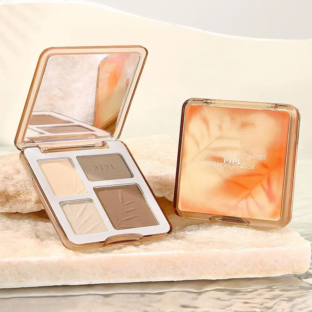 3D Konturowanie twarzy Bronzer Cosmetics Rozjaśniająca beżowo-matowa paleta refleksyjnych Czterokolorowy cień do powiek Puder do nosa Makijaż