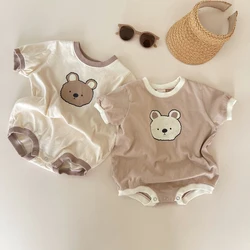 2023 Verão Bebê Menina Meninos Urso Casual de manga curta Bodysuits Macacão Criança Menino Algodão Dos Desenhos Animados Romper One-pieces Vestuário