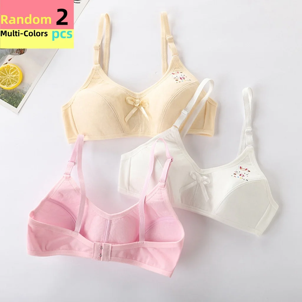 

Комплект из 2 хлопковых бюстгальтеров-топов для девочек без косточек, с поддержкой, для спорта и повседневной носки, для подростков 8-14 лет