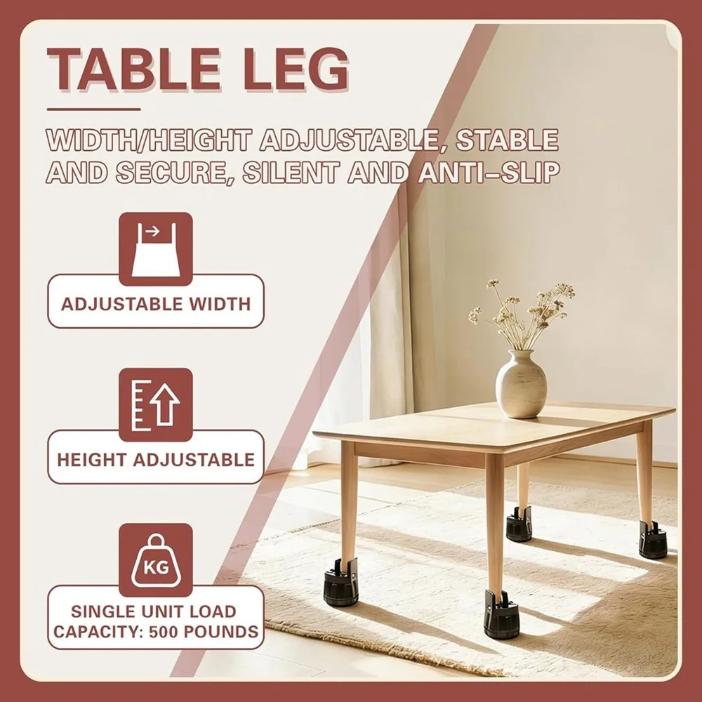 ABDJ-4Pcs Adjustable Furniture Risers (2.36