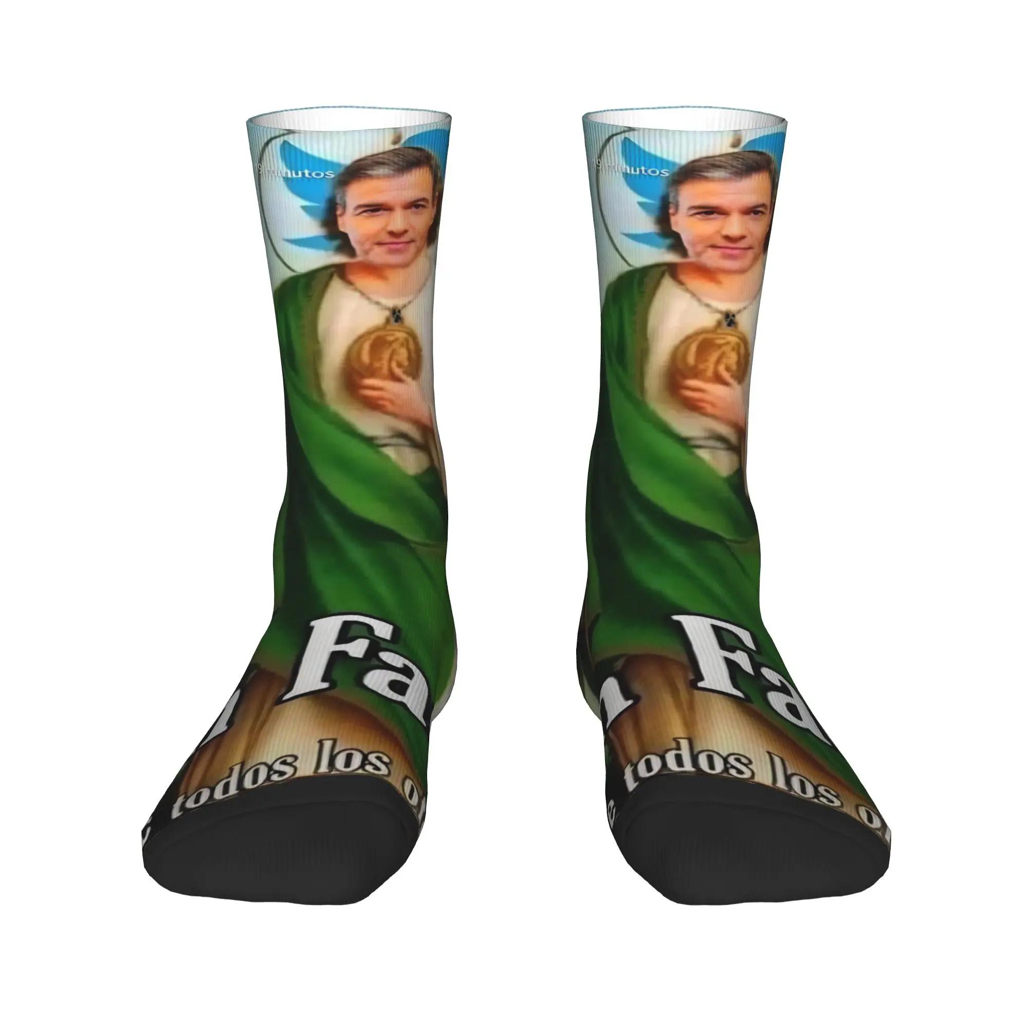 Saint Pedro Sanchez Spain PSOE Stockings  Graphic Funny Socks Winter Non Skid Socks Men Running Warm Soft Socks