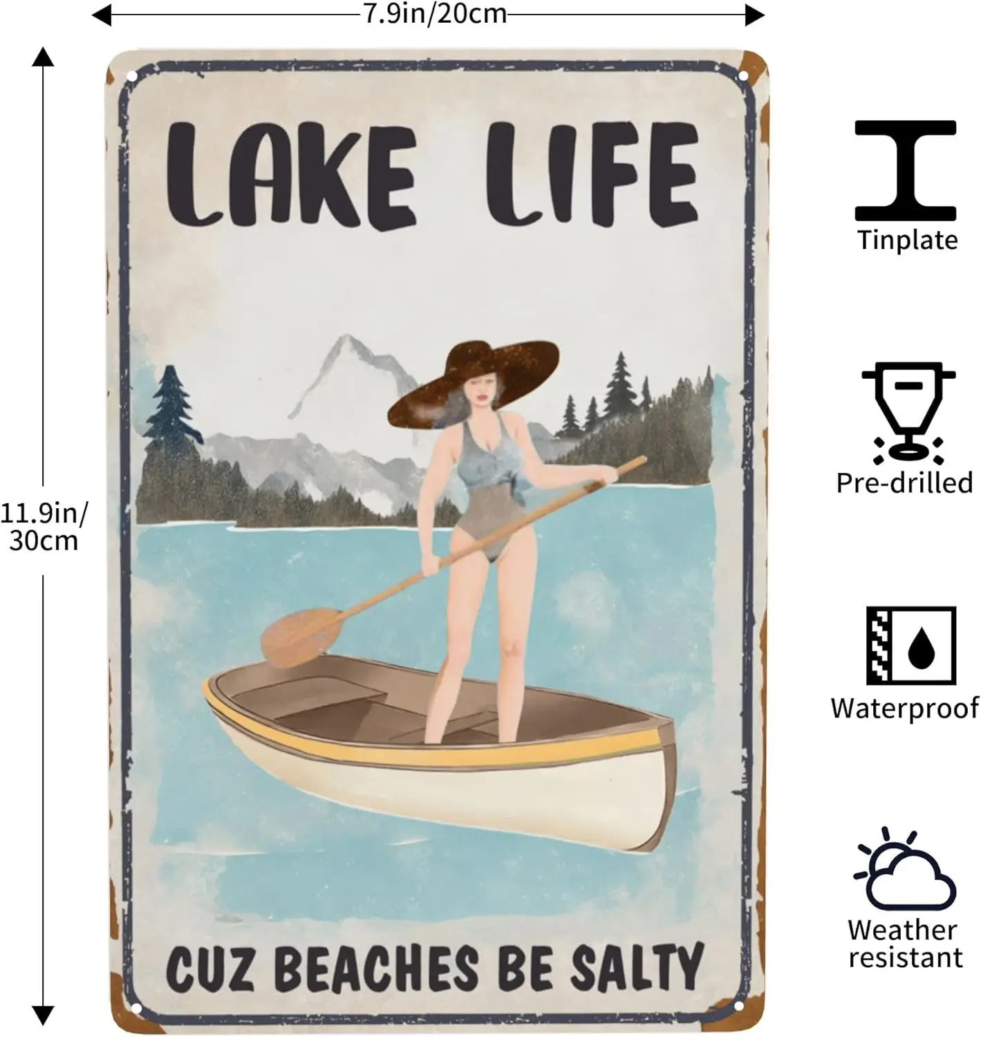 Vintage Lake Beach House Decor Lake Life Cuz Beaches Be salt Tin Signs regali per Lakehouse Home Outdoor 12x8 pollici