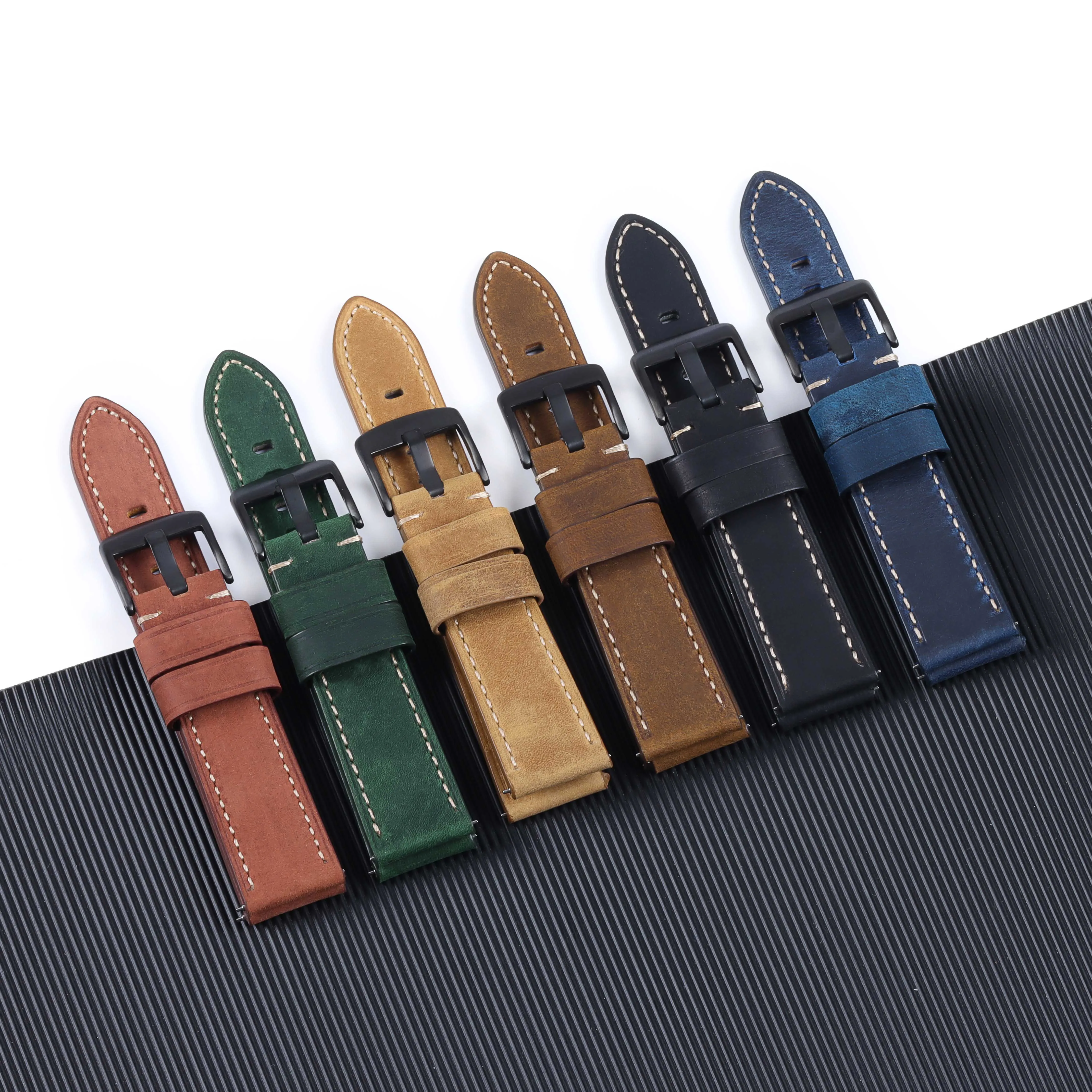 Quick Release Lederen Band 20Mm 22Mm 24Mm Koeienhuid Lederen Horloge Band Crazy Horse Lederen Waterdichte Armband mannen Vrouwen