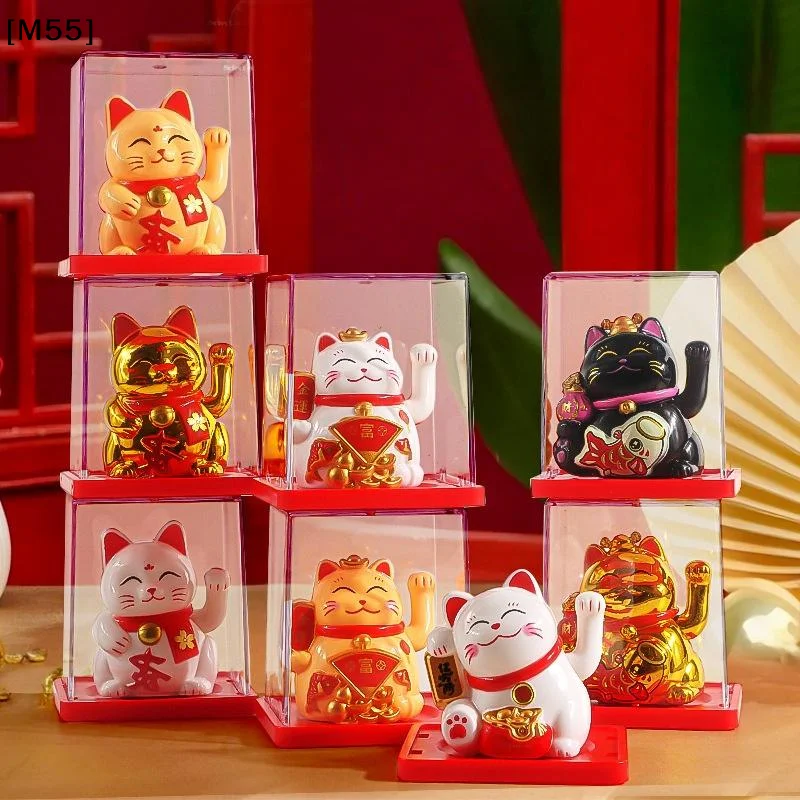 1Pcs Waving Wealth Good Fortune Awaits Solar-Powered Ornaments For Home And Office Lucky Beckoning Cat Solar Powered[M55][M55]