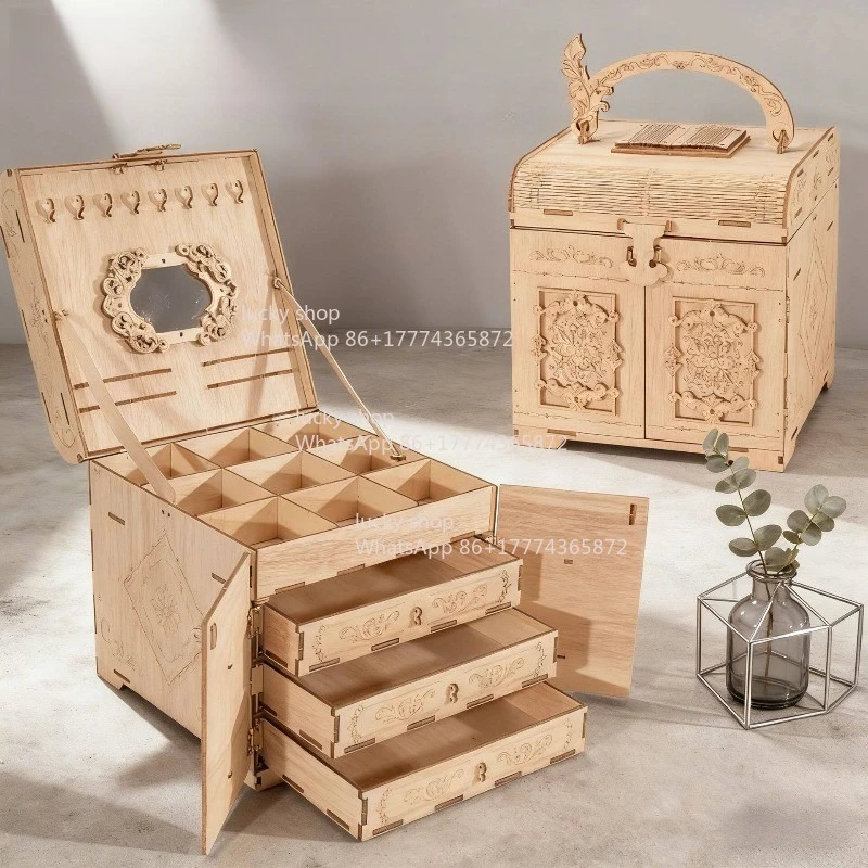 

Изысканная деревянная шкатулка для хранения украшений с гравировкой, подарок на день рождения для девочек 7-14 лет