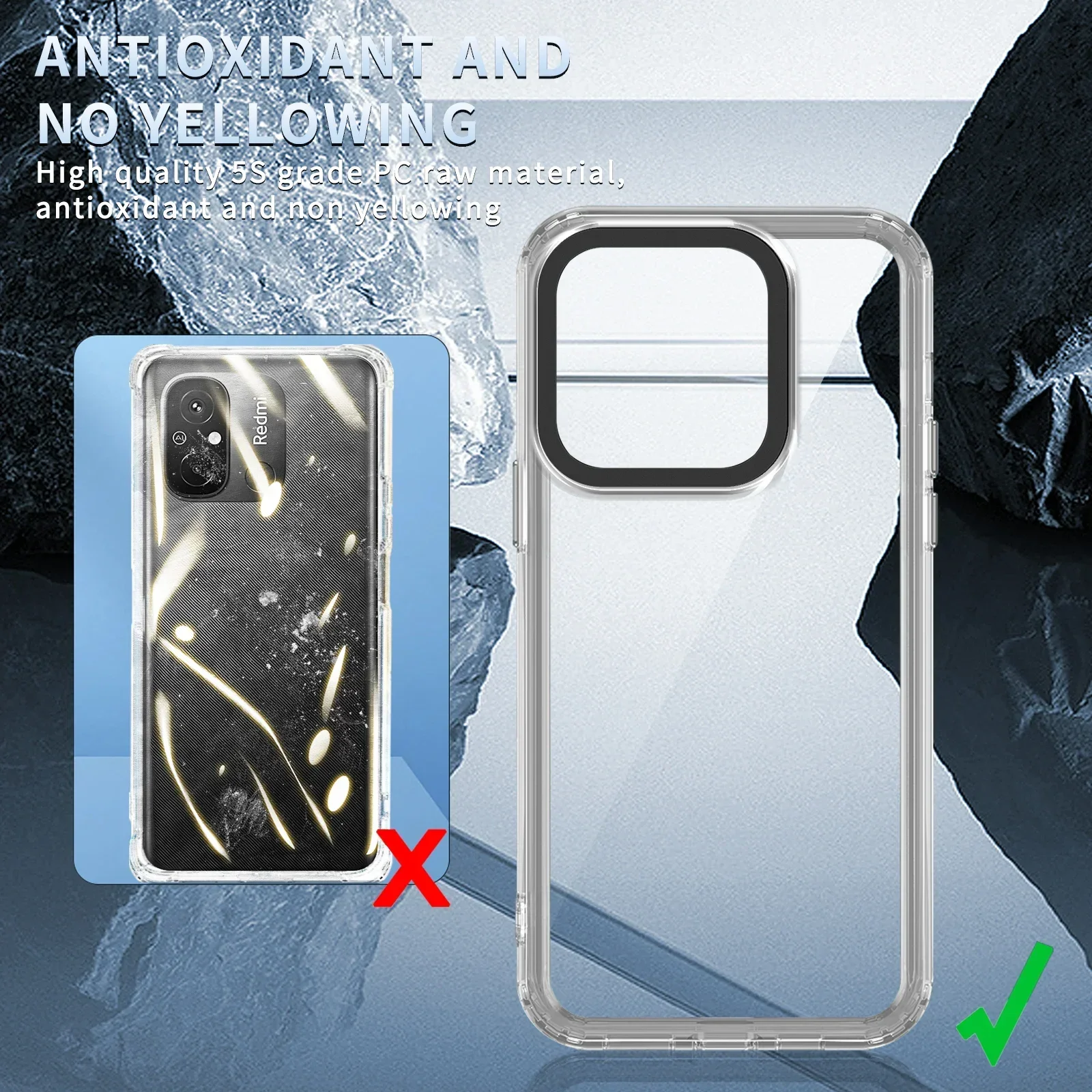 Acrylic Shockproof Clear Case For Xiaomi Redmi A3 13C 11A A2 A1 Plus Note 13 Pro Plus 12 11S 10S 9S Pro Back Transparent Cover